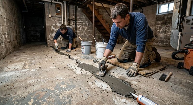 Cracked Basement Floor Repair in Marysville, WA