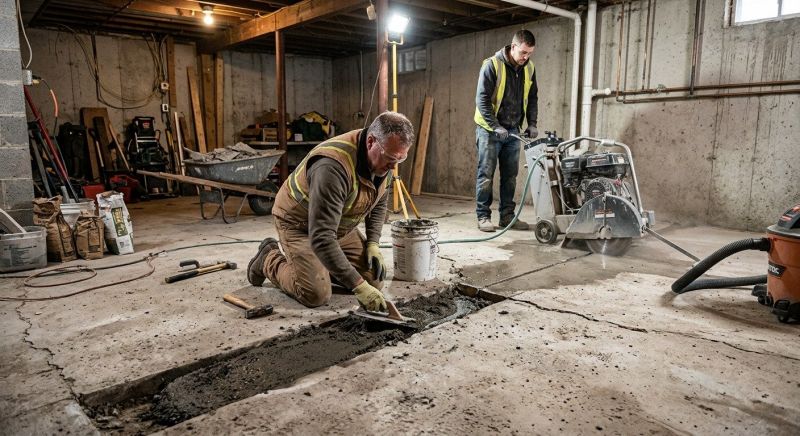 Cracked Basement Floor Repair in Marysville, WA